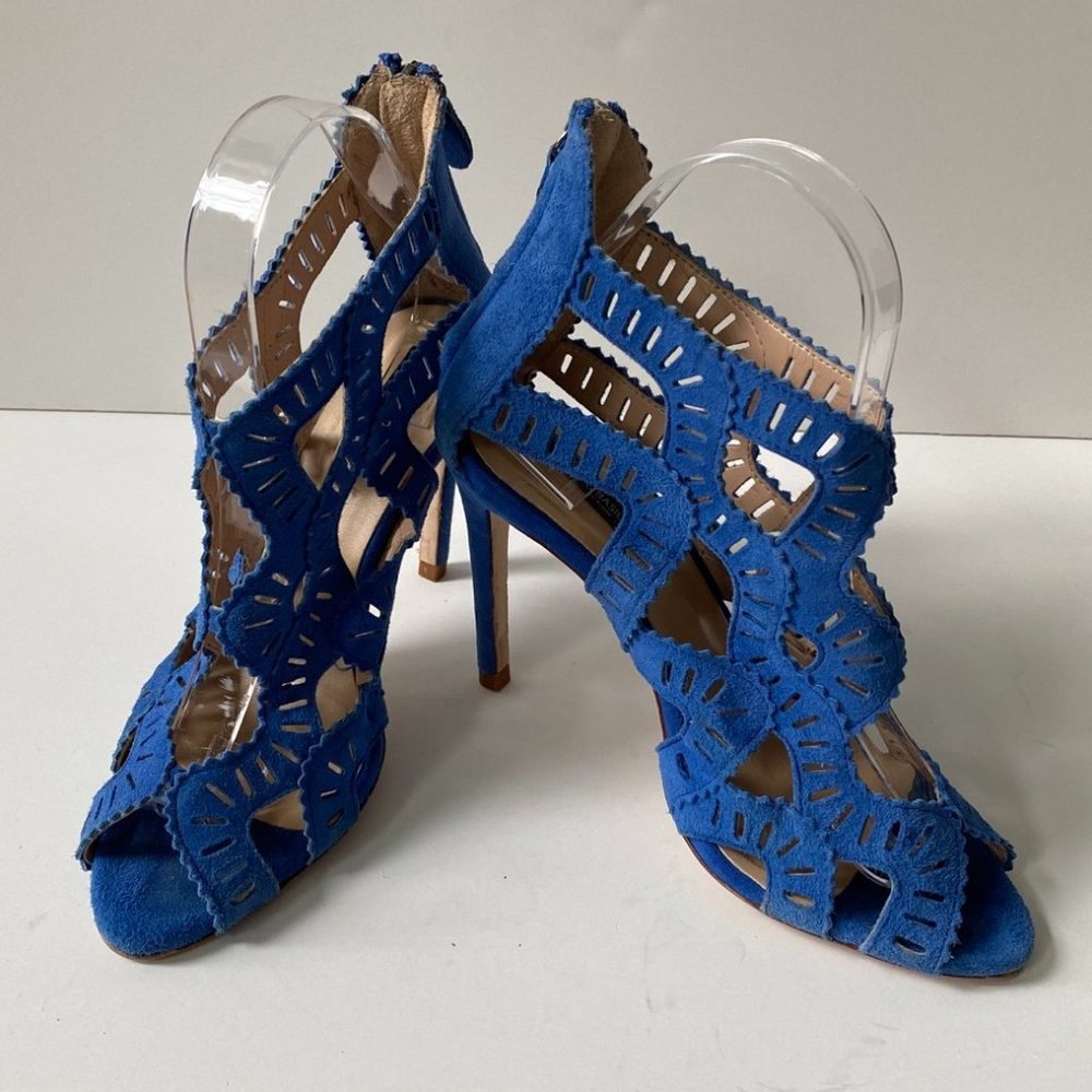Zara Basic Blue Suede Sandals - Size 37 / 6.5